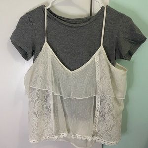 T-shirt with lace floral top